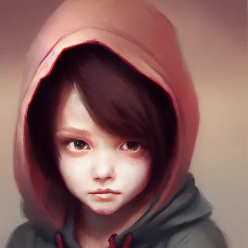 Image similar to a cute tiny girl with short red hair wearing a hoodie, digital art, very beautiful face, pretty face, very detailed eyes, full body illustration, 8 k resolution, soft painting, by greg rutkowski, wlop, rossdraws,