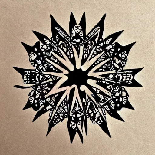 Image similar to a small vector tattoo design. spiky, tribal.