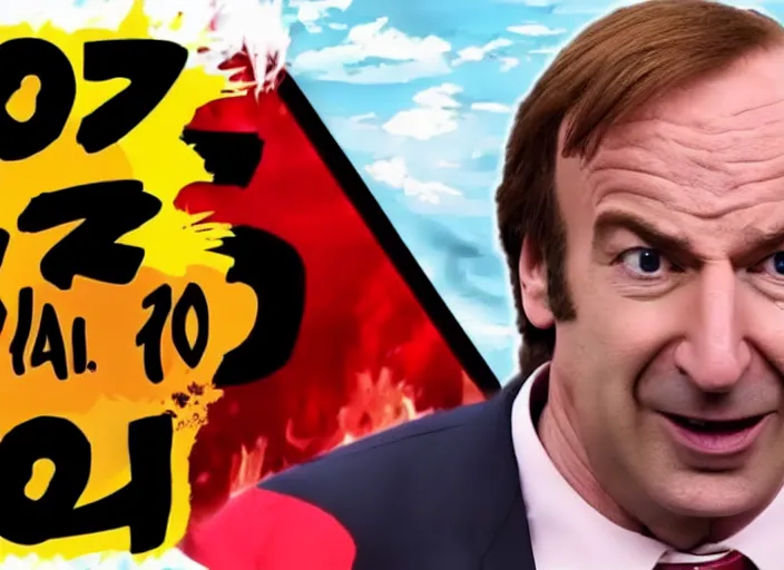 Image similar to youtube thumbnail saul goodman reacting to naruto