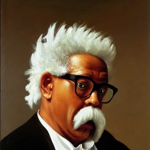 Image similar to Colonel Sanders merged with Gus Fring from Breaking Bad. Painted by Caravaggio, high detail