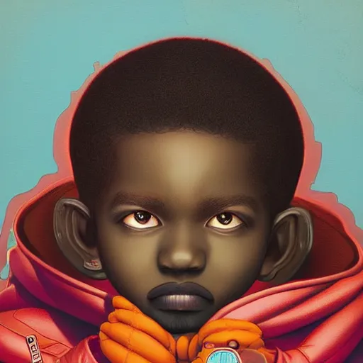 Prompt: Stockholm city portrait, black boy, Pixar style, by Tristan Eaton Stanley Artgerm and Tom Bagshaw.