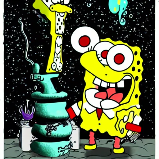 Image similar to Spongebob Squarepants in the style of Junji Ito