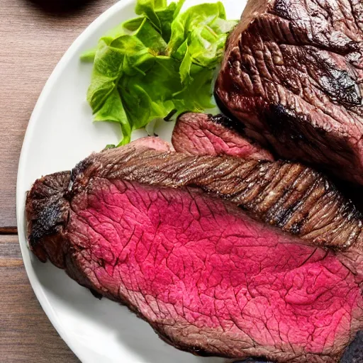 Prompt: a photo of a top sirloin steak on a table