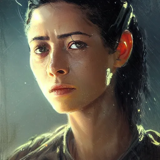 Image similar to portrait of a woman by greg rutkowski, rosa salazar as a colonial marine from aliens franchise, she is about 3 0 years old, military composure, wearing the tactical gear of the colonial marines, highly detailed portrait, digital painting, artstation, concept art, smooth, sharp foccus ilustration, artstation hq