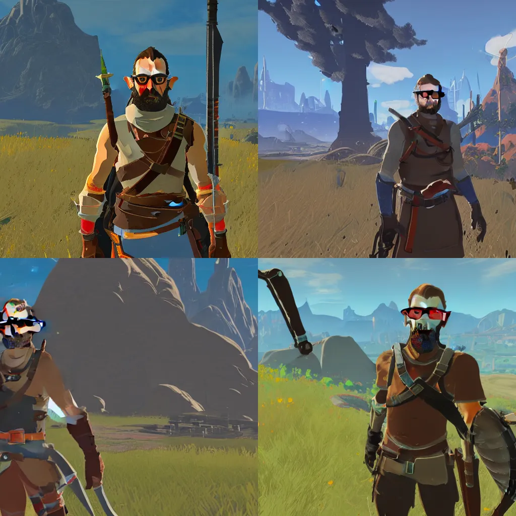 Prompt: Gordon Freeman in Breath of the Wild