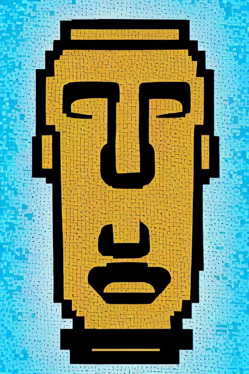 Image similar to vector sprite moai statue popart slap face caricature comic book illustration cartoon graffity street digital