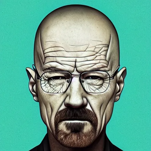 Image similar to a detailed portrait of walter white with face tattoos, art illustration, incredibly highly detailed and realistic, 8 k, sharp focus