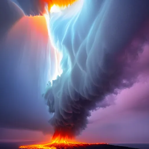 Image similar to amazing photo of a tornado made of fire, digital art, by marc adamus, beautiful dramatic lighting