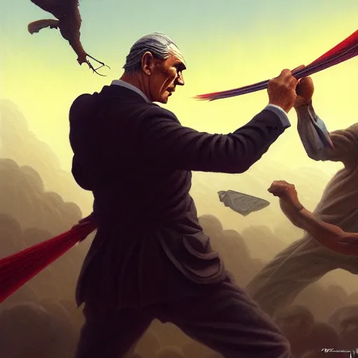 Prompt: highly detailed painting of ataturk fighting a looming demigod, dramatic, sense of scale, stephen bliss, unreal engine, greg rutkowski, ilya kuvshinov, ross draws, hyung tae and frank frazetta, tom bagshaw, tom whalen, nicoletta ceccoli, mark ryden, earl norem, global illumination, god rays, windswept