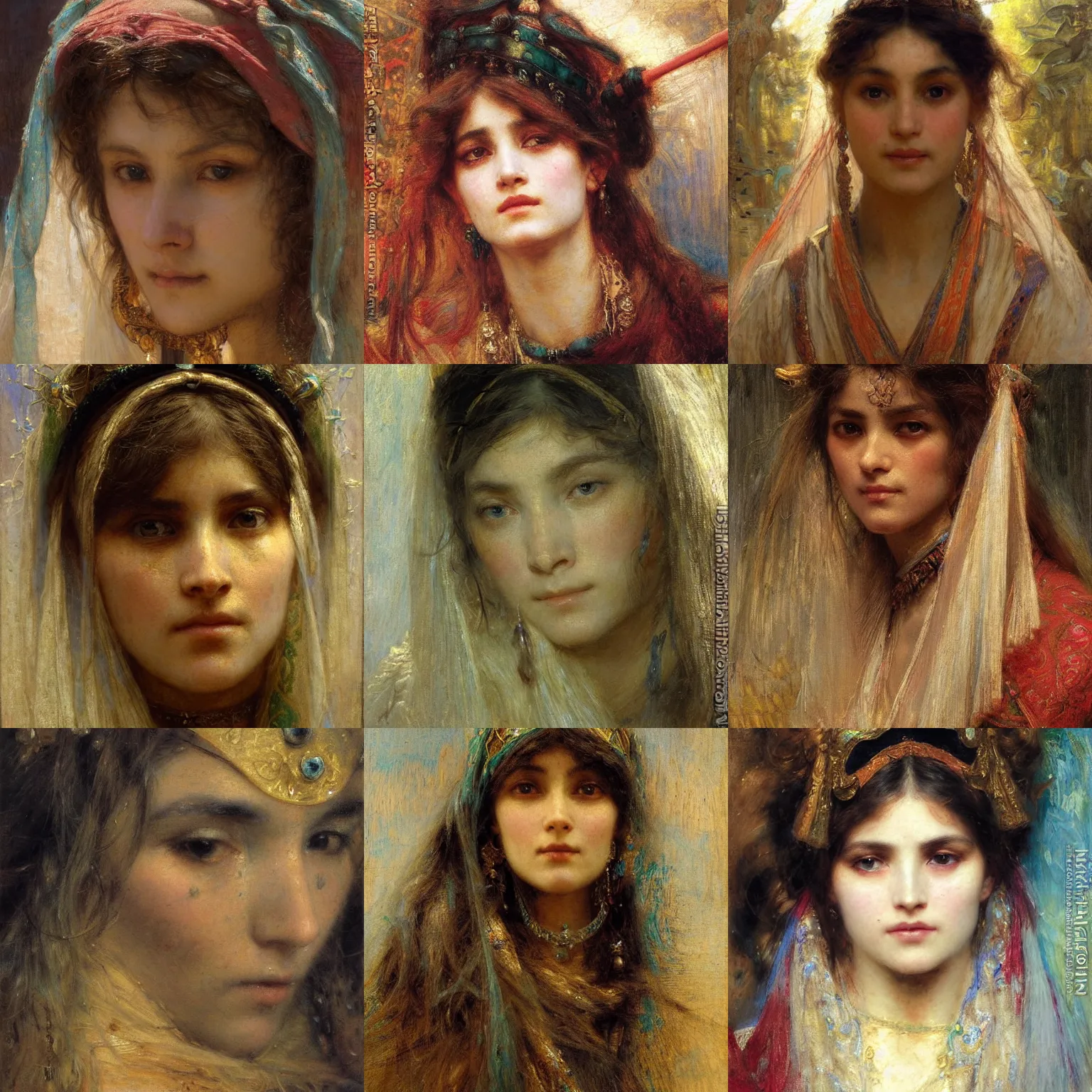 Prompt: orientalism female wizard face detail by gaston bussiere and nikolay makovsky and jules bastien - lepage and annie swynnerton and thomas lawrence, masterful intricate artwork, excellent lighting, high detail 8 k