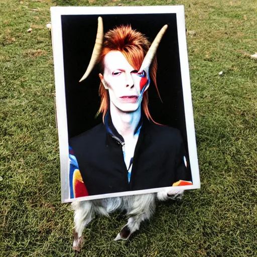 Image similar to david bowie as a goat