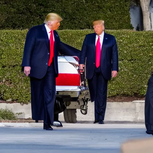 Image similar to Donald Trump appears as an arrested senior man at Mar-a-Lago, taken away by FBI, photo, press, high quality