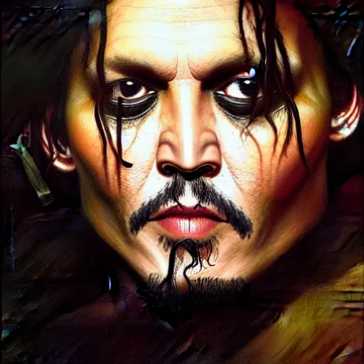 Prompt: portrait of johnny depp as a rat, detailed face, detailed painting, epic lighting, by ilya repin, phil hale and kent williams