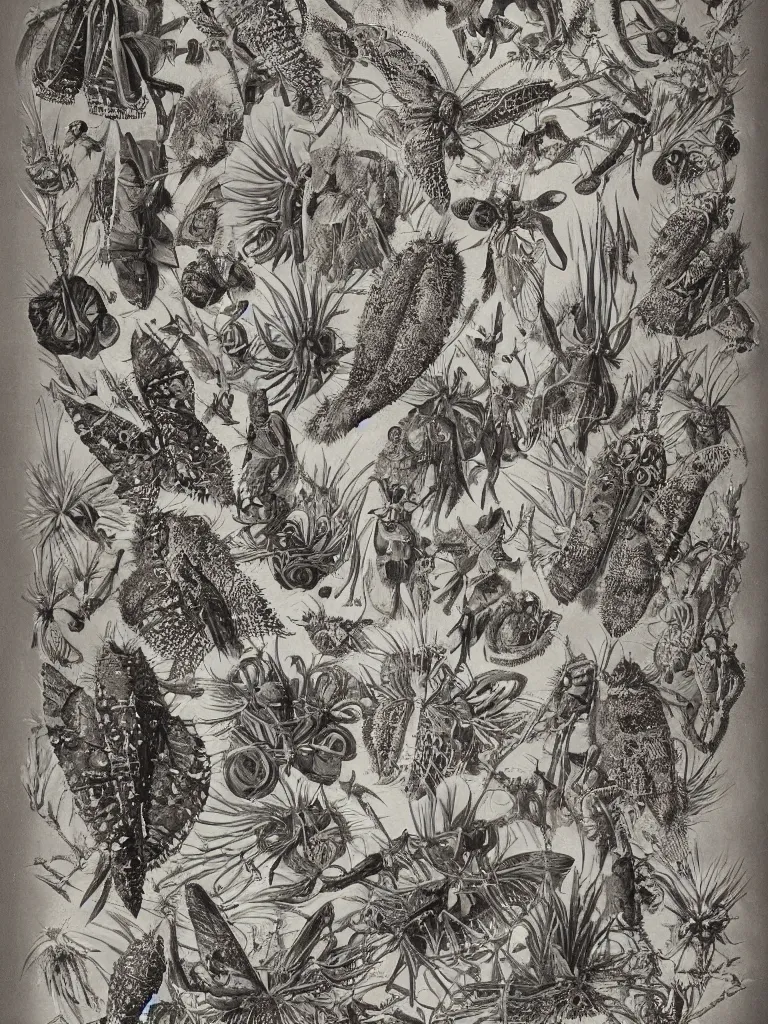 Image similar to moths and bats and glowing cactus, by ernst haeckel and by walton ford