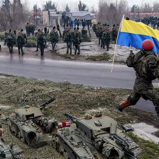 Prompt: an illustration of russian invasion of ukraine going terribly wrong