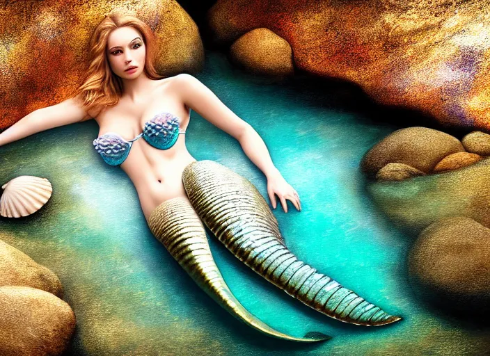 Mermaid Realistic Mermaid Fin Shell Bra Stock Illustration 1114018592