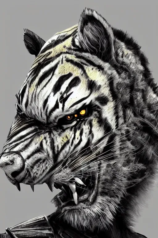 A celtic war tiger in the style of realistic and hyper detailed