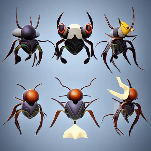 Prompt: A pokemon that looks like a beetle,Trending on art station. Unreal engine.