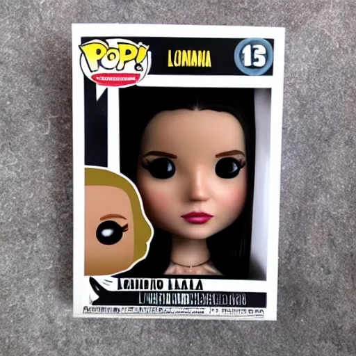 Image similar to Lana del rey funko pop, photorealistic, studio