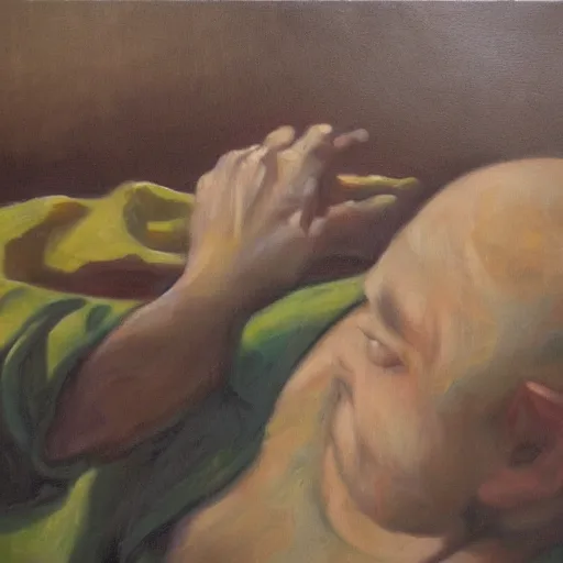 Prompt: the last seconds of life, oil in canvas