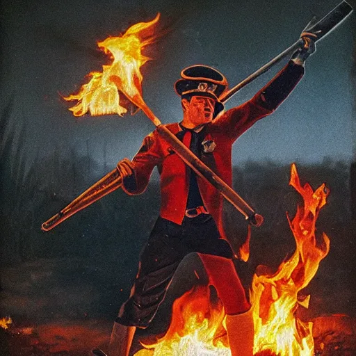 Image similar to american captain play in fire