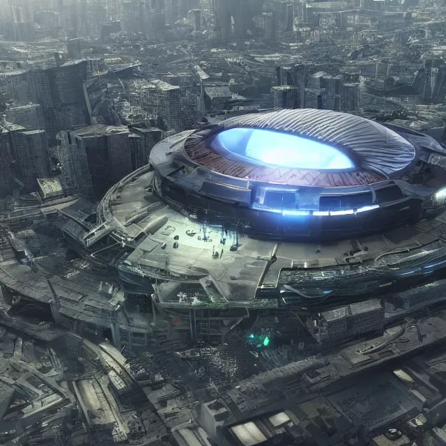 Image similar to a futuristic stadium with a giant metal gear on the field, the metal gear is tall, the stadium has a full crowd, unreal engine, hyper realism, realistic shading, cinematic composition, realistic render, octane render, detailed textures, photorealistic, wide shot