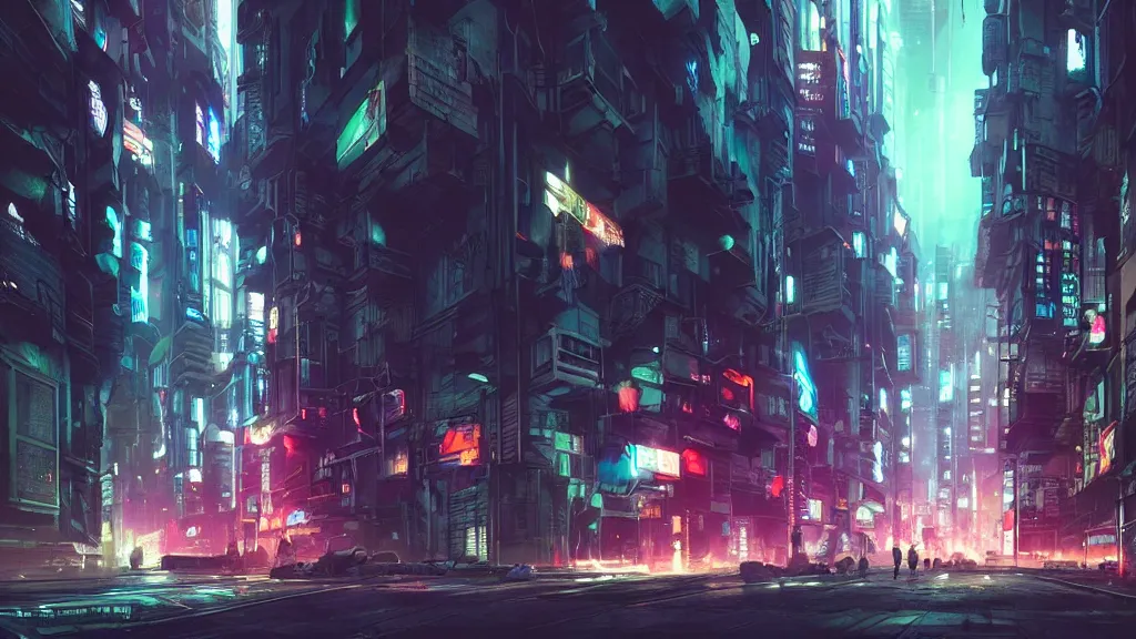 Image similar to cyberpunk city streets at night, digital illustration by greg rutkowski, android netrunner, fire, colored lighting