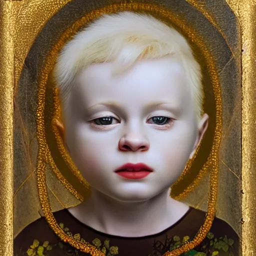 Image similar to realistic expired kodak film portrait of albino madonna mix, hyperrealism, hypermaximalism, photorealistic, detailed, atmospheric, 8 k, award winning photography, cinematic