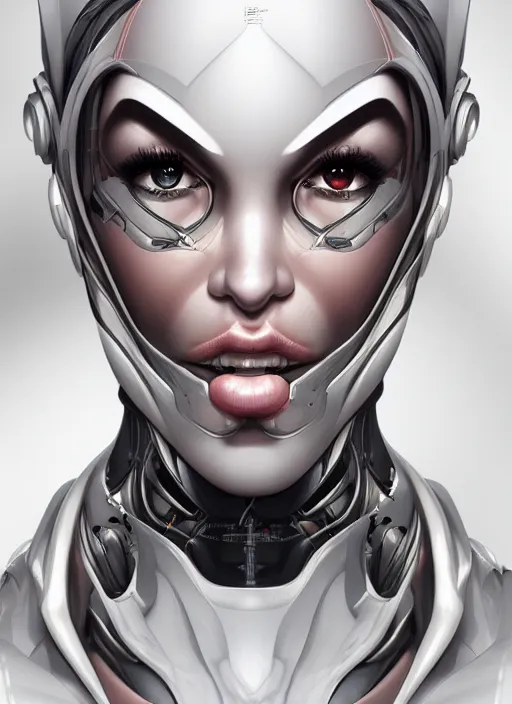 Image similar to portrait of a cyborg woman by Artgerm, biomechanical, hyper detailled, trending on artstation