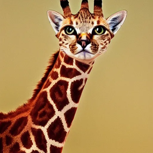 Image similar to cat giraffe hybrid, bold natural colors, national geographic photography, masterpiece, full shot, award winning