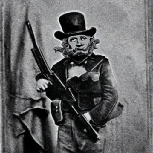 Image similar to leprechaun in the ira, historical photograph, restored, gun, irish, terrorism