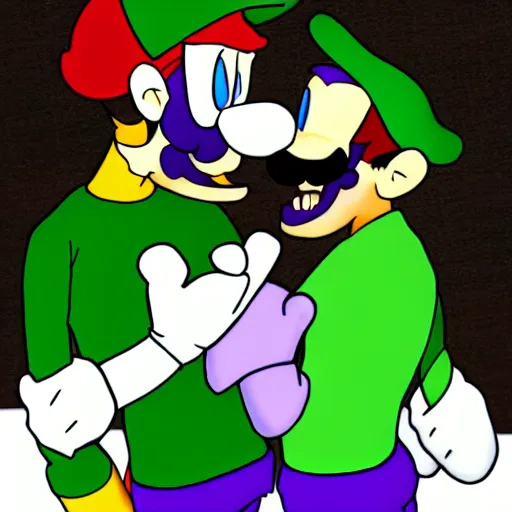 waluigi and luigi passionate kiss dramatic | Stable Diffusion | OpenArt