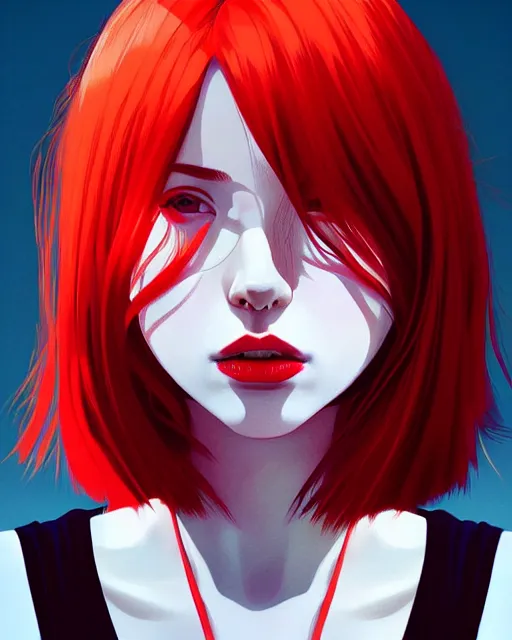 Prompt: a detailed portrait of an attractive!! woman with red hair and freckles by ilya kuvshinov, digital art, dramatic lighting, dramatic angle
