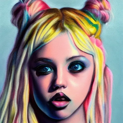 Prompt: pastel painting of billie eillish as a