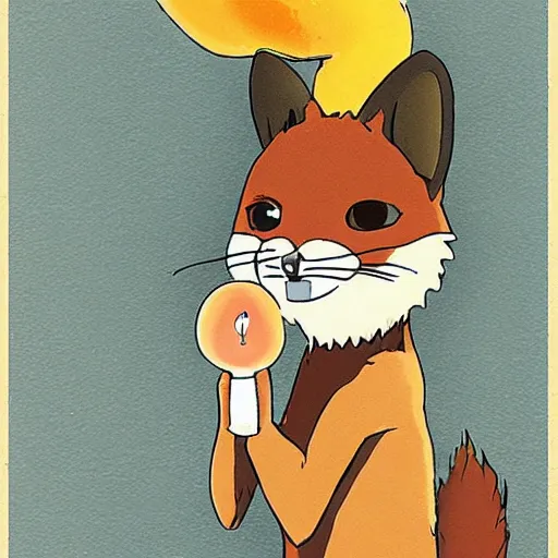 Image similar to a fox with candle head by studio ghibli