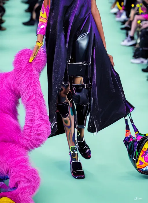 Image similar to hyperrealistic and heavy detailed balenciaga runway show of cats by lisa frank, leica sl 2 5 0 mm, vivid color, high quality, high textured, real life