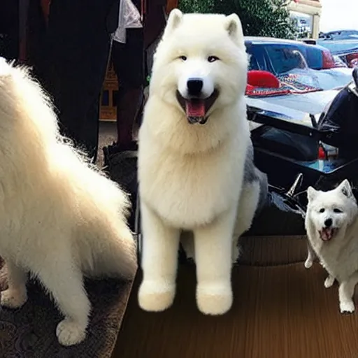 Image similar to samoyed with snoop dogg