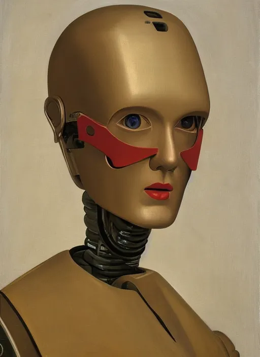 Image similar to painting of a robot by John Currin