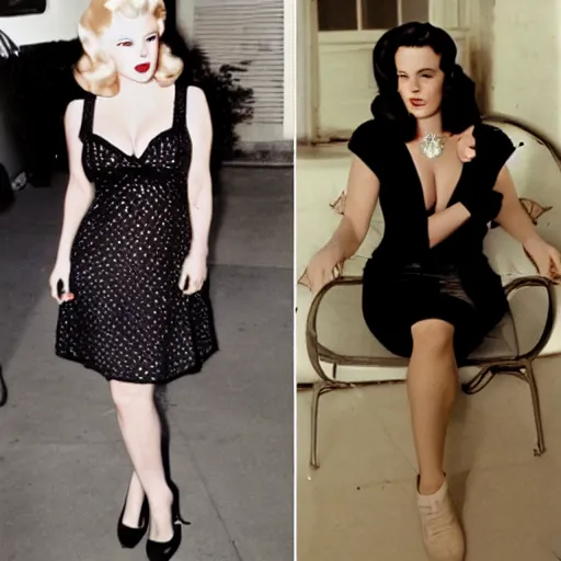 Image similar to lana del rey and marilyn monroe, paparazzis