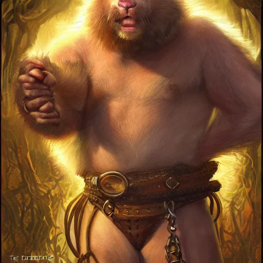 Image similar to fantasy portraiture of a man-hamster chimera jarl, by Ted Nasmith and by Joe Jusko, 4K, trending on ArtStation, sfumato, full shot