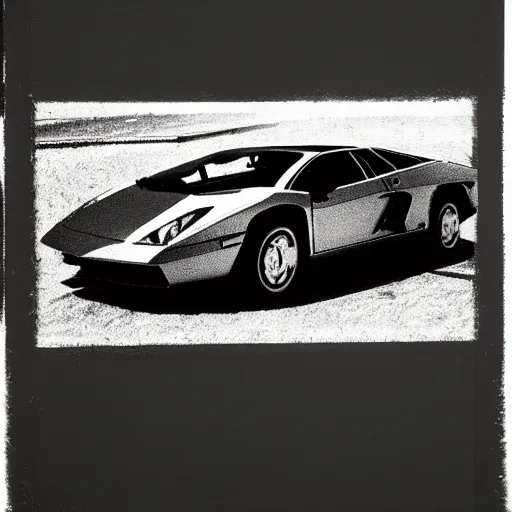 Prompt: a portrait of a Lamborghini, made by Andy Warhol, two tone, very high contrast, only black and white, simplistic, extremely high contrast, two tone, notan art, by Andy Warhol, minimalistic,