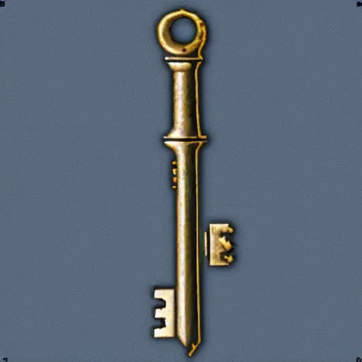 Image similar to a metal key item icon, rpg game inventory item, on the white background