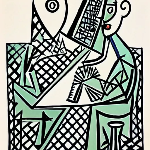 Prompt: “guy playing chess in the style of Pablo Picasso”