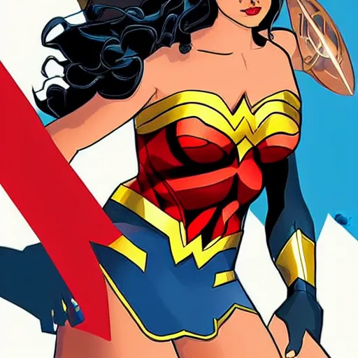 Image similar to Wonder Woman in the style of Justice League Unlimited, highly detailed, portait, character art by Fiona Staples.
