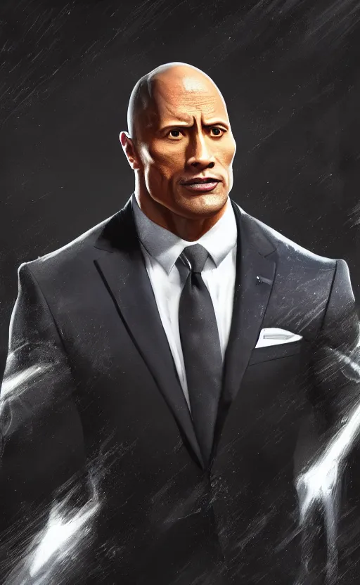 Image similar to dwayne johnson wearing a suit as the president of the united states, dynamic lighting, photorealistic fantasy concept art, trending on art station, stunning visuals, creative, cinematic, ultra detailed