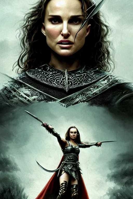 Image similar to natalie portman, legendary warrior, heroic, lord of the rings, tattoos, decorative ornaments, battle armor, by omar ortiz, valeri tsvetkov, sergio martinez, carl spitzweg, ismail inceoglu, vdragan bibin, hans thoma, greg rutkowski, alexandros pyromallis, perfect face, fine details, realistic shading photorealism