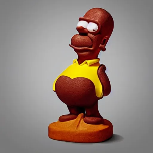 Image similar to chocolate sculpture of homer simpson, stylish lighting, magazine photo,