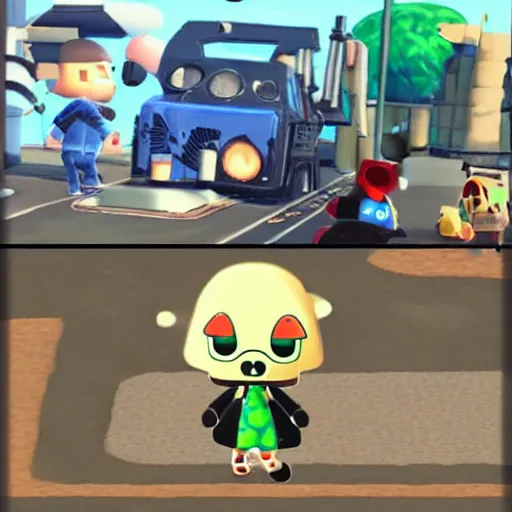 Prompt: terminator in animal crossing