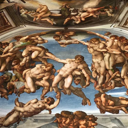 Image similar to the second world war, represented by michelangelo in the sistine chapel