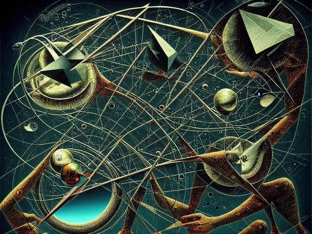 Image similar to highly detailed photo of quantum mechanics, trending on deviantart, neo surrealism, sharp focus, octane, masterpiece, art by max ernst